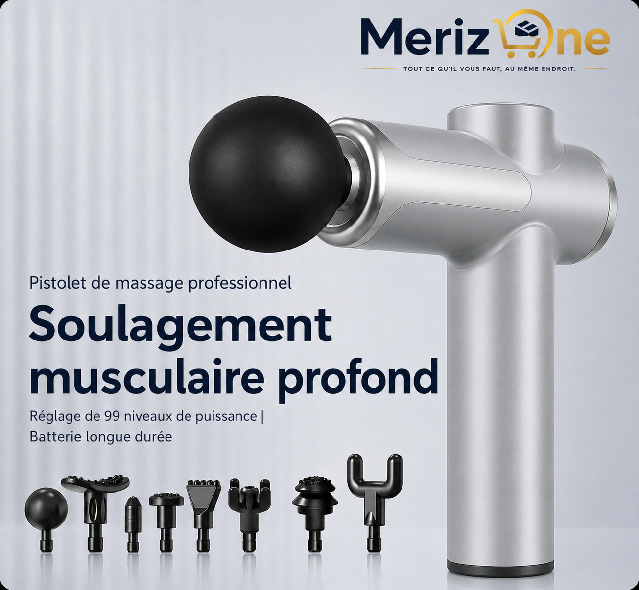 Pistolet de Massage, de Récupération, Détente Musculaire Profonde: soulage en profondeur les douleurs musculaires. Equipement de Fitness et de Relaxation.