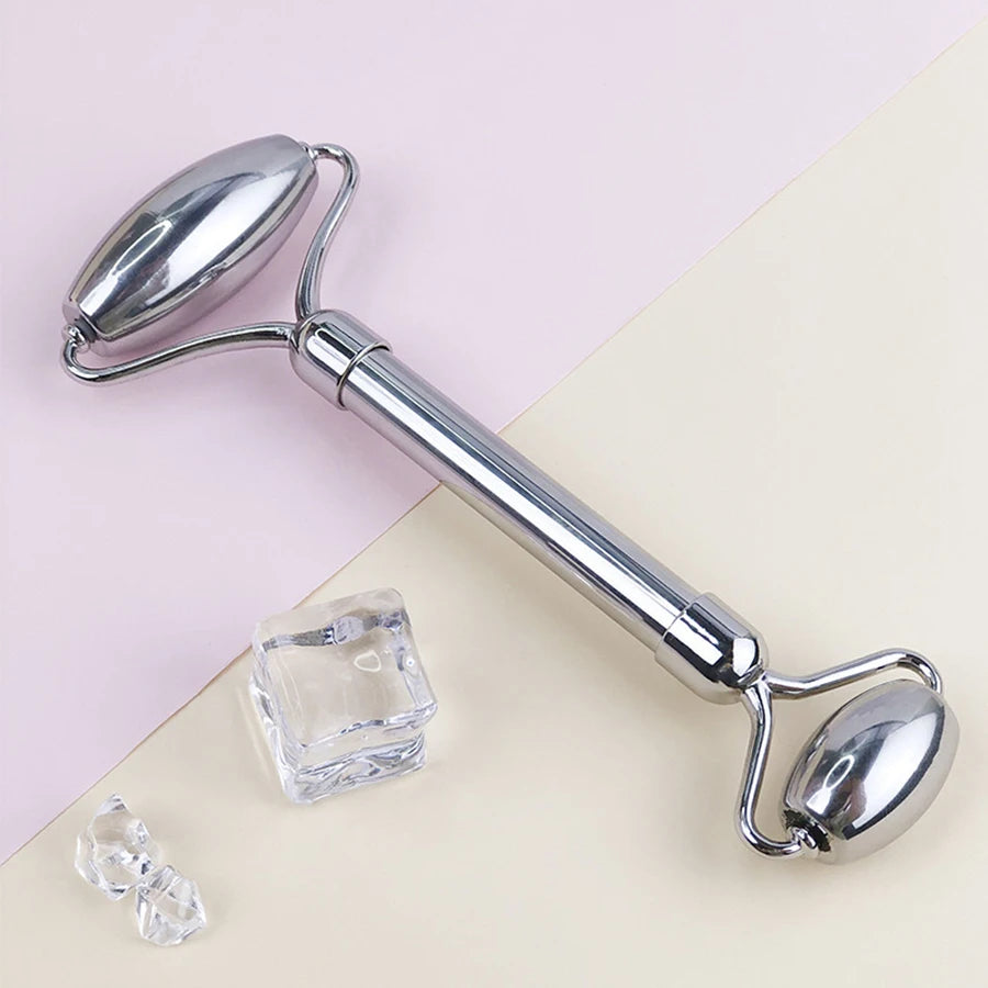 Ensemble de rouleaux de glace pour soins de la peau du visage, rouleau Facial en acier inoxydable Gua Sha, outil pour le visage, rouleau de Massage du visage, Cube de moule