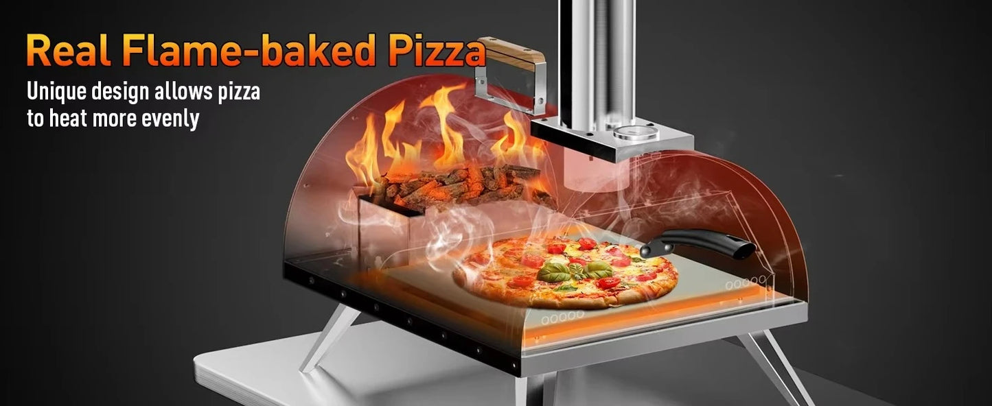 Four à Pizza extérieur de sortie 2025, four de Camping de Construction en fer, bois à gaz, Portable autoportant avec spectacle de température