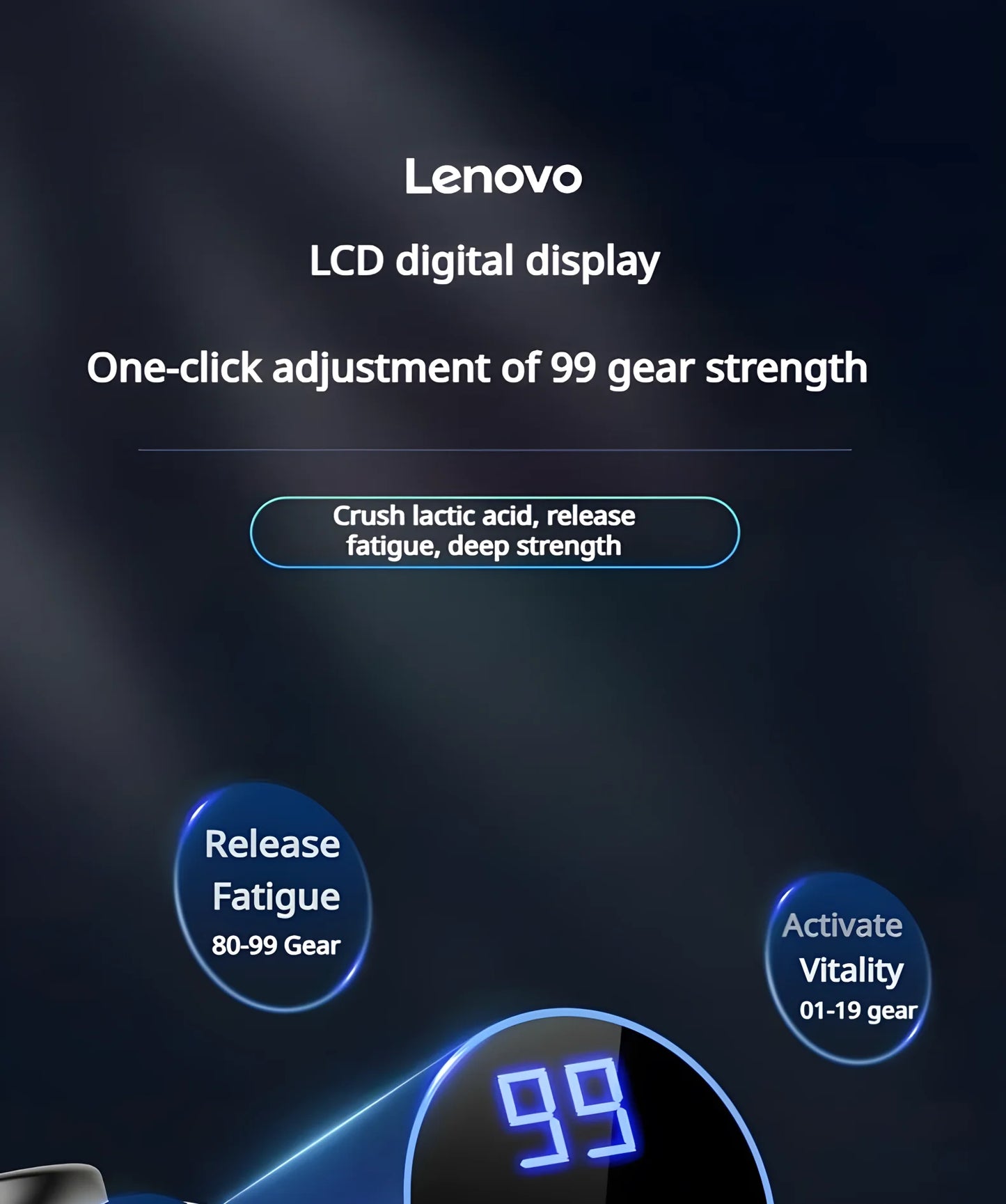 Lenovo – pistolet Fascia de marque, soulage en profondeur les douleurs musculaires, équipement de Fitness et de Relaxation, écran tactile LED, 8 têtes de Massage, cadeaux