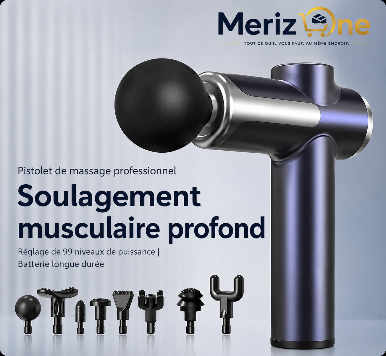 Pistolet de Massage, de Récupération, Détente Musculaire Profonde: soulage en profondeur les douleurs musculaires. Equipement de Fitness et de Relaxation.